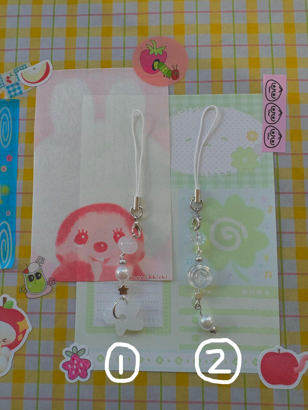 white phone charms 𖦹 ׂ 𓈒🐇 ೀ