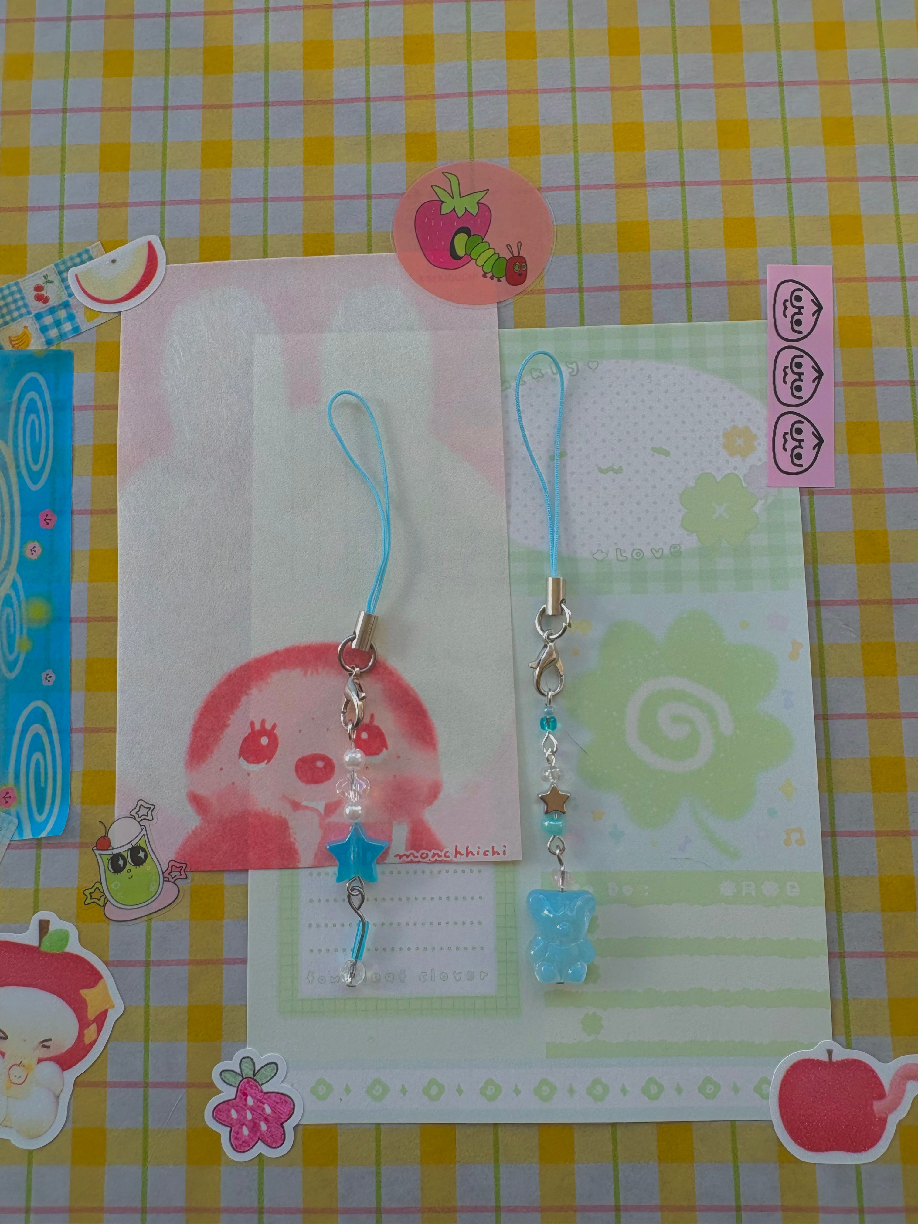 light blue phone charms 🎐𖦹⋆. ݁˖.ᐟ